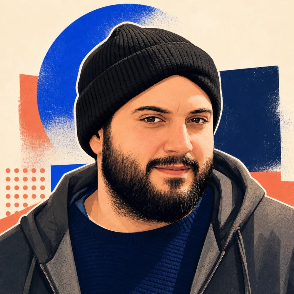 Illustrated portrait of Emilios, founder of Feral Online